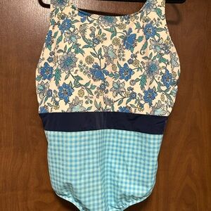 Lands' End Blue and White Swimsuit